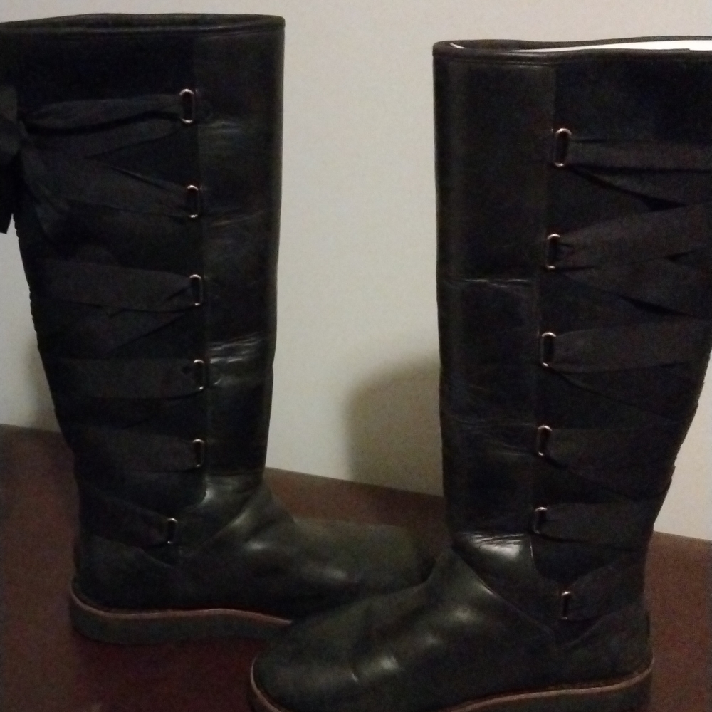 Leather knee high Uggs